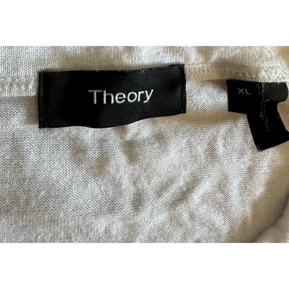 Men XL Theory Gaskell NL Anemone White Long Sleeve Crewneck Shirt Top Tee - Picture 5 of 5